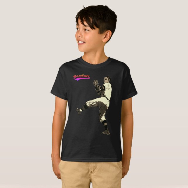 Old Time Vintag Baseball Pitcher T-Shirt (Vorne ganz)