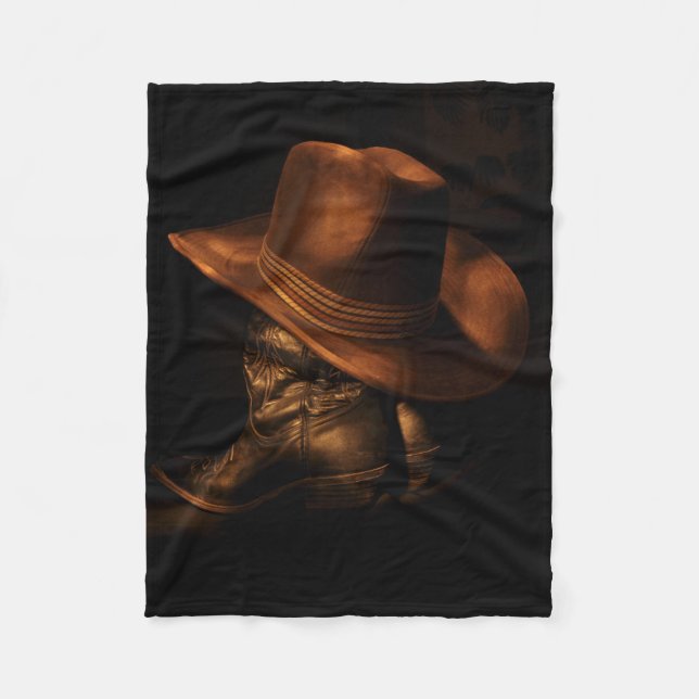 Old Time Western Cowboy Boots und Hut Fleecedecke (Vorderseite)