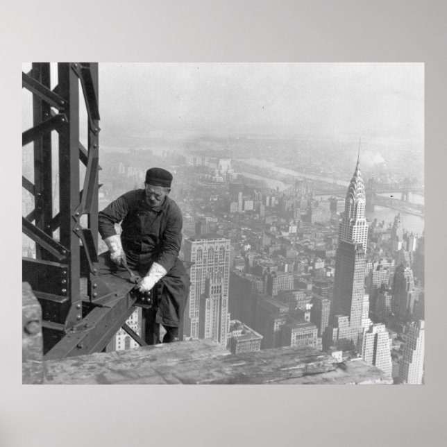Old Timer Steel Worker on Empire State Gebäude Poster (Vorne)