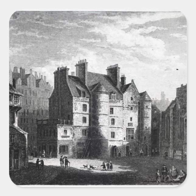 Old Tolbooth, Edinburgh Quadratischer Aufkleber (Vorderseite)