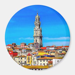 Old town Porto with tower Clerigos. Magnet