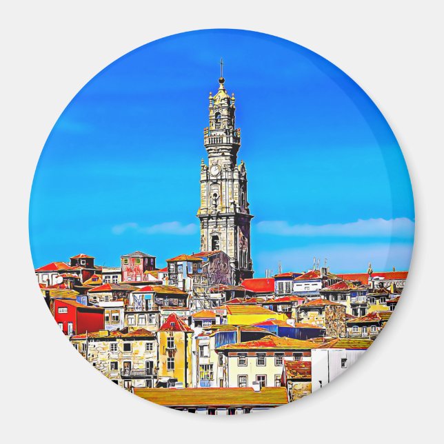 Old town Porto with tower Clerigos. Magnet (Vorne)