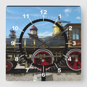 Old Train Engine Quadratische Wanduhr