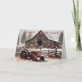 Old Traktor and Barn Christmas Card Feiertagskarte