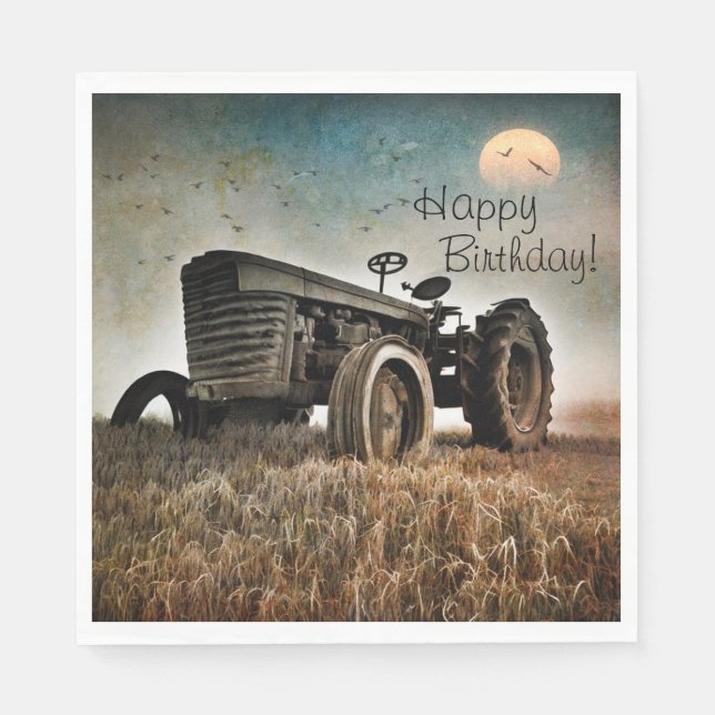 Old Traktor Birthday Serviette (Vorderseite)