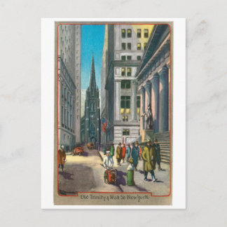 Old Trinity & Wall Street, New York Postkarte