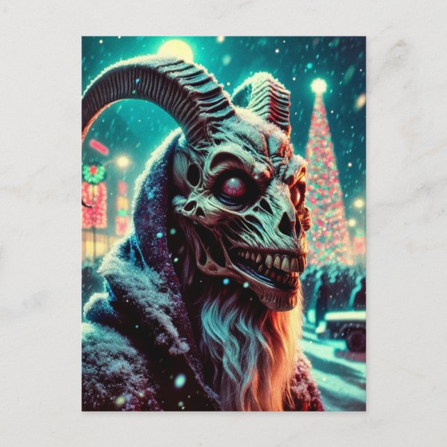 Old Tup (Ziegenköpfchen Skelett) Weihnachts-Horror Postkarte (Vorderseite)