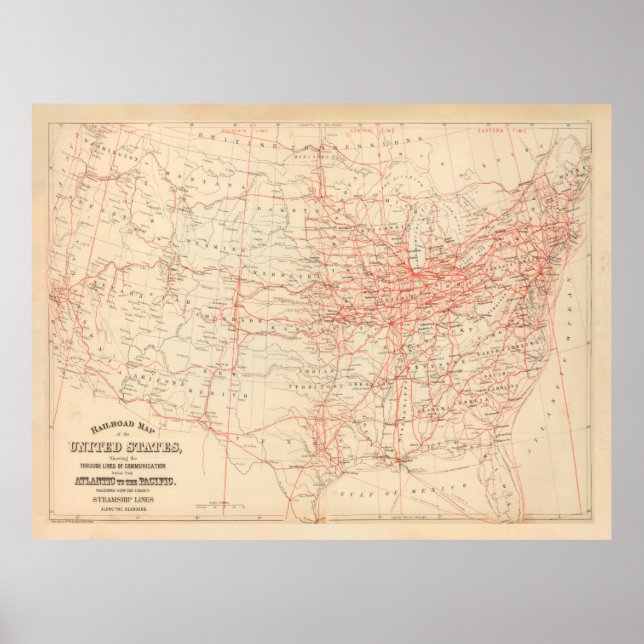 Old United Staaten Railroad Map (1884) Poster (Vorne)