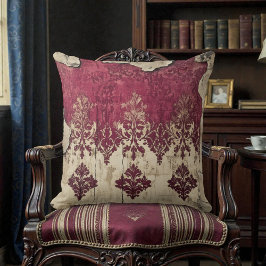 Old Victorian Dark Red Maroon Floral Kissen