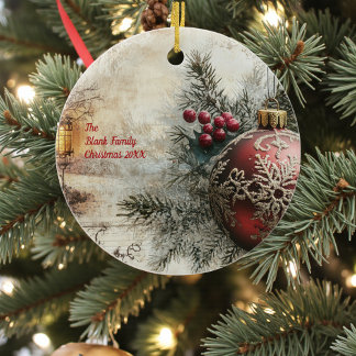 Old Victorian Rustic Family Personalized Keramik Ornament