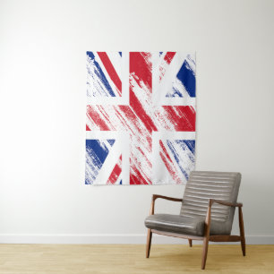 Old Vintag Grunge United Kingdom Flag Tapestry Wandteppich