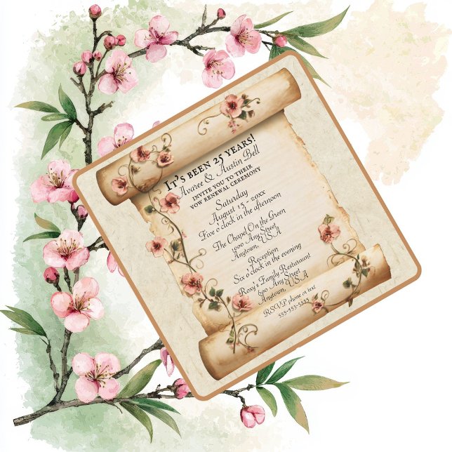 Old Vintage Scroll 25 Years Vow Renewal Invitation (Von Creator hochgeladen)
