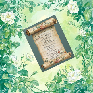 Old Vintage Scroll 25 Years Vow Renewal Invitation