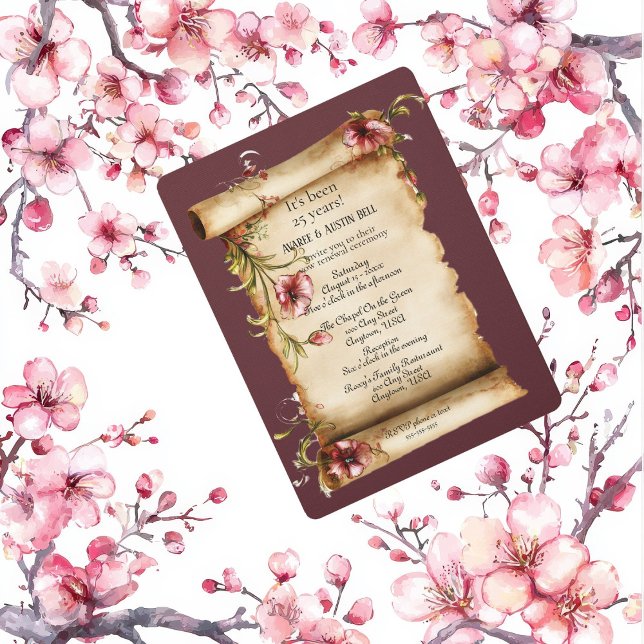 Old Vintage Scroll 25 Years Vow Renewal Invitation (Von Creator hochgeladen)