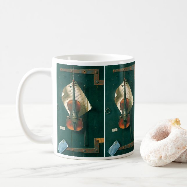 Old Violin Still Life von William Michael Harnett Kaffeetasse (Mit Donut)