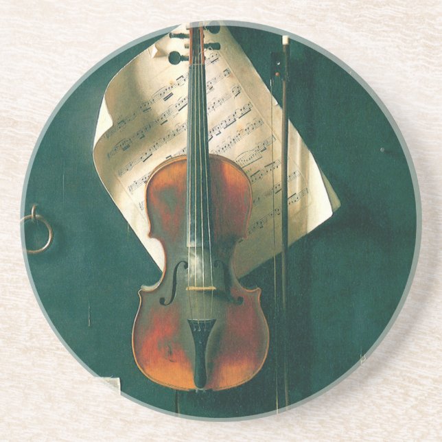 Old Violin Still Life von William Michael Harnett Sandstein Untersetzer (Vorne)