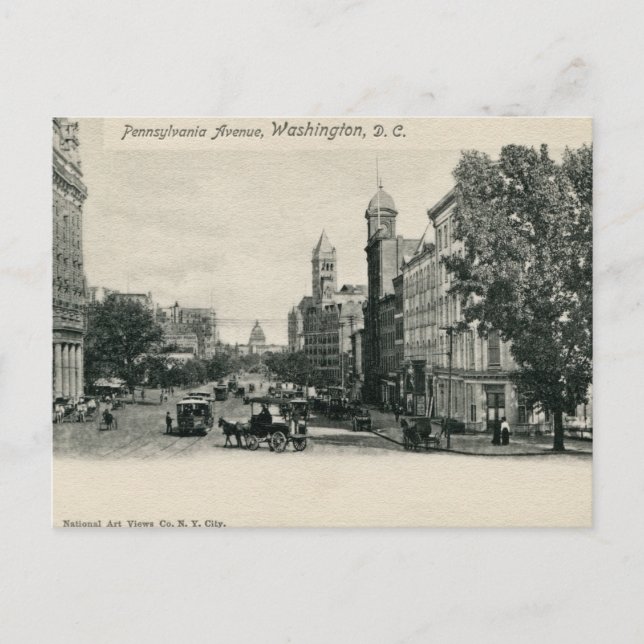 Old Washington DC Pennsylvania Ave Postkarte (Vorderseite)