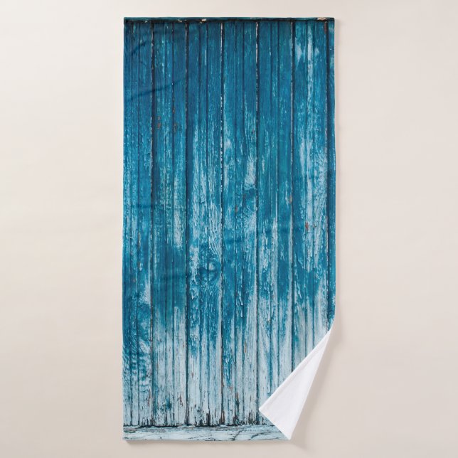 Old weathered grunge wooden faded pale blue paint  badehandtuch (Badehandtuch)
