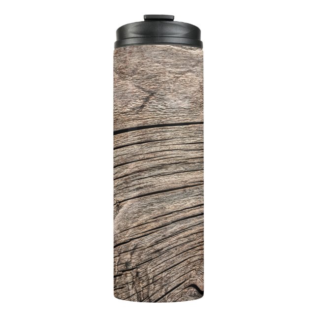 Old Weathered Rotten Knotted Coarse Wood G Thermosbecher (Vorderseite)