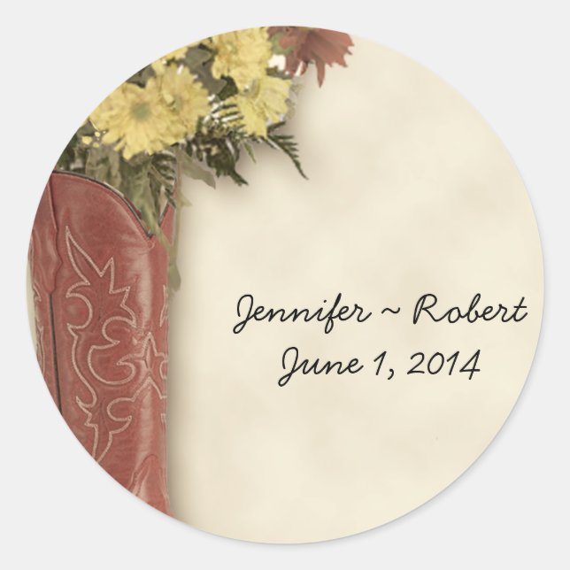Old West Boot Bouquet 3 Umschlag Aufkleber Sticker (Vorderseite)
