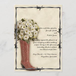 Old West Boot Bouquet Faded 2 Faire-part de mariag