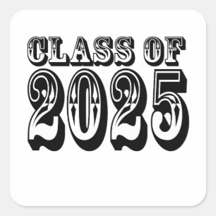 Old West Class of 2025 Abschluss Quadratischer Aufkleber