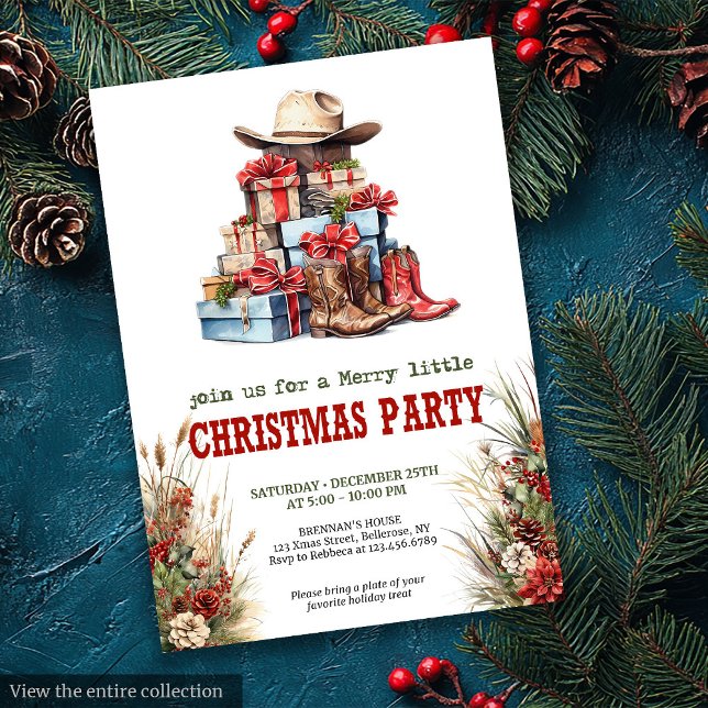 Old West Cowboy Christmas Printable Invitation Einladung (Old West Cowboy Christmas Printable Invite)