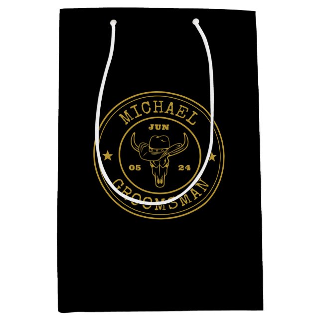 Old West Cowboy Rustikale Logos Personalisierte Tr Mittlere Geschenktüte (Vorderseite)