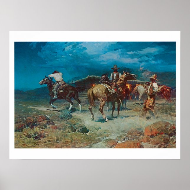 Old West Cowboys Rustlers Art Imprimer Poster (Devant)