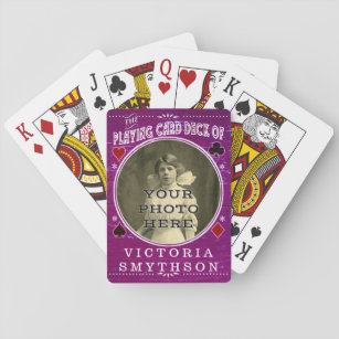 Old West Custom Foto Personalisiertes Lila Holz Spielkarten