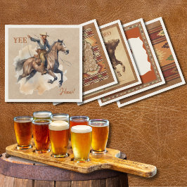 Old West Frontier Bronc Rider Cocktail Napkin Serviette