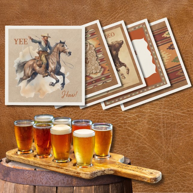 Old West Frontier Bronc Rider Cocktail Napkin Serviette (Von Creator hochgeladen)
