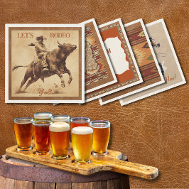 Old West Frontier Bull Rider Paper Cocktail Napkin Serviette