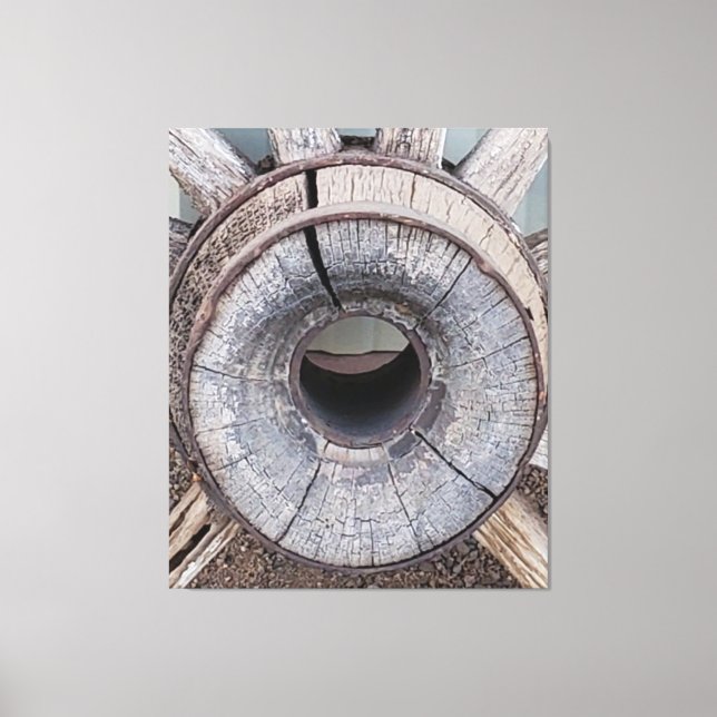 Old West Rustic Wagenrad Leinwanddruck (Vorderseite)