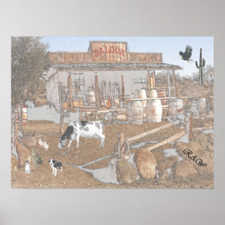 Old West Saloon Foto-Clip-Art - Kohleeffekt Poster