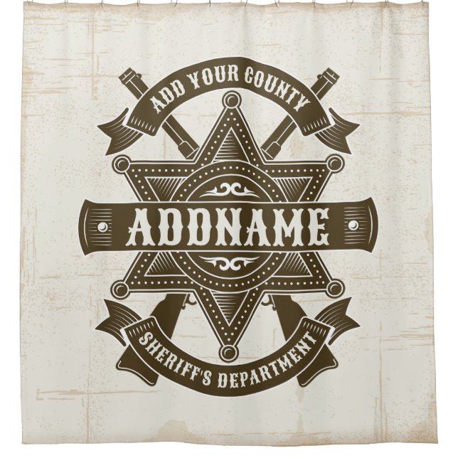 Old West Sheriff Stellvertretende Rifles Abzeichen Duschvorhang (Vorderseite)