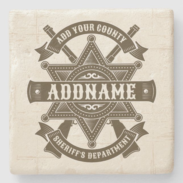 Old West Sheriff Stellvertretende Rifles Abzeichen Steinuntersetzer (Vorderseite)