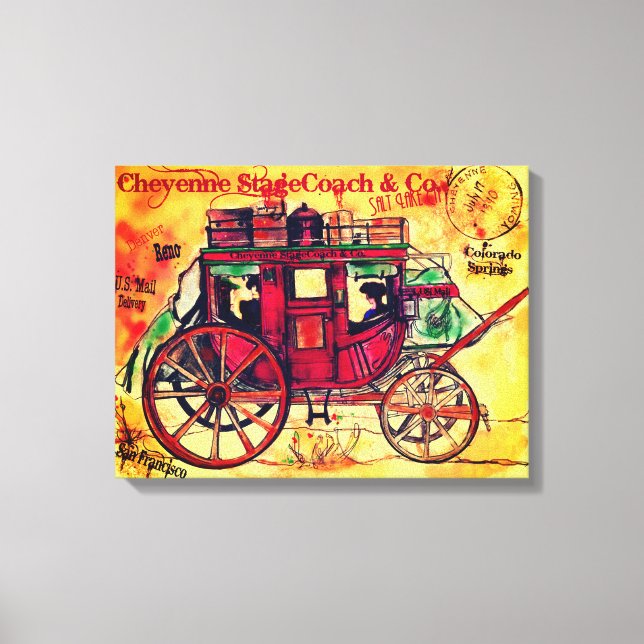 Old West Stagecoach Art Leinwanddruck (Vorderseite)
