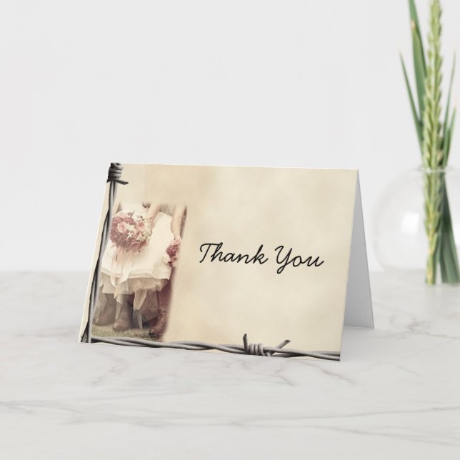 Old West Stiefel und Bouquets Danke Karte (Vorderseite)