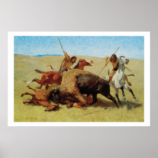 Old West The Buffalhunt Art Print Poster