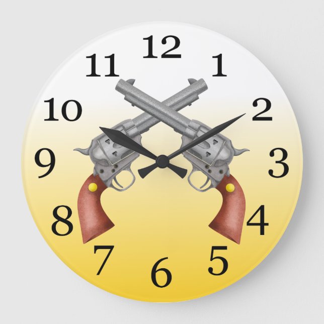 Old Western pistols Große Wanduhr (Vorderseite)