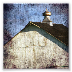 Old White Barn Grunge Fotodruck