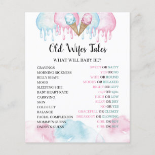 Old Wifes Tales Eis Party-Spiel Blatt Papier.