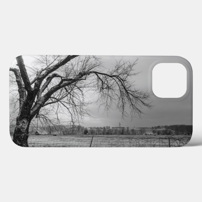 Old Winter Tree Graustufen iPhone Case (Rückseite (Horizontal))