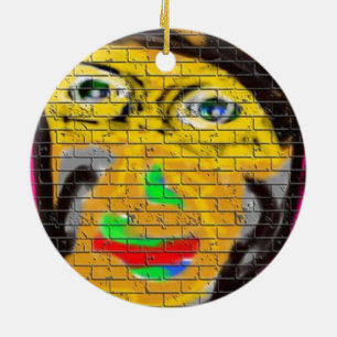 Old Wise Biker Face, Graffiti Art Keramik Ornament