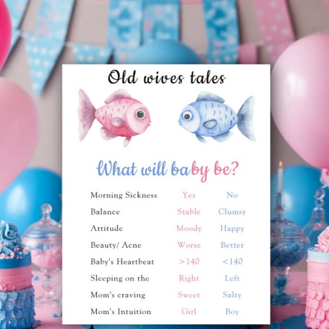 Old Wives Tales Gender Reveal Board  Poster (Von Creator hochgeladen)