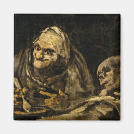 Old Woman with a Skeleton (Death) (Francisco Goya) Magnet