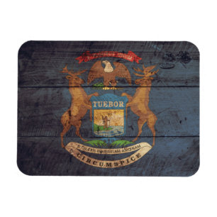 Old Wood Michigan Flag Magnet
