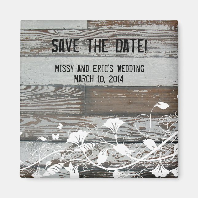 Old Wood Save the Date Magnet (Devant)