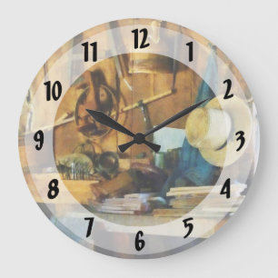 Old Wood Shop Große Wanduhr